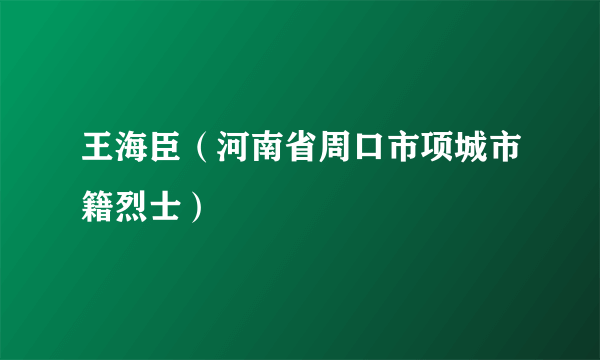 王海臣（河南省周口市项城市籍烈士）