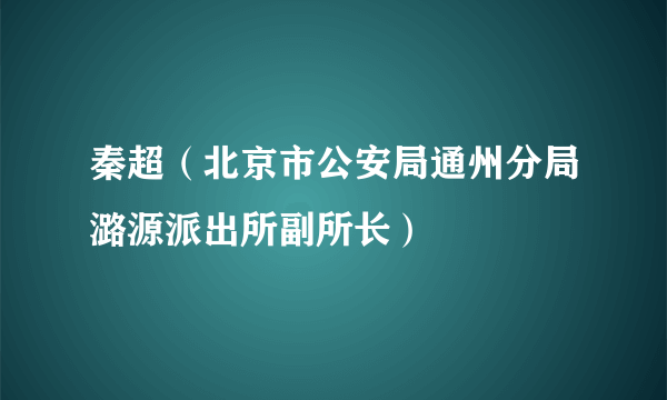 秦超（北京市公安局通州分局潞源派出所副所长）