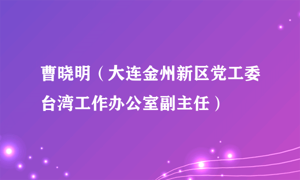 曹晓明（大连金州新区党工委台湾工作办公室副主任）