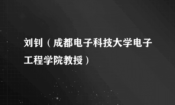 刘钊（成都电子科技大学电子工程学院教授）