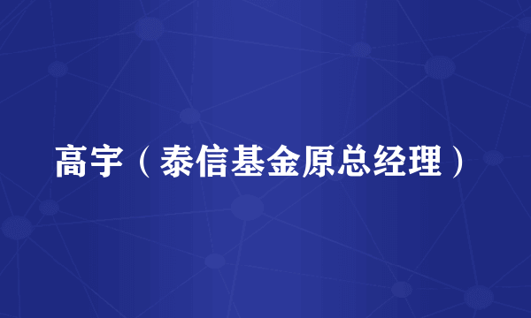 高宇（泰信基金原总经理）