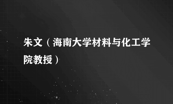朱文（海南大学材料与化工学院教授）
