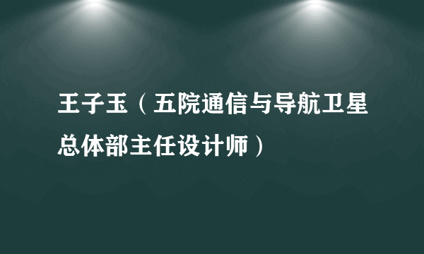 王子玉（五院通信与导航卫星总体部主任设计师）