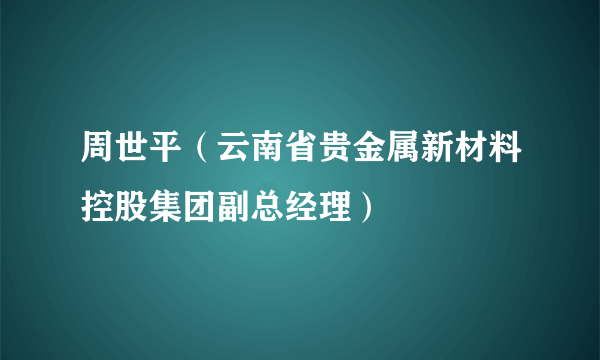 周世平（云南省贵金属新材料控股集团副总经理）