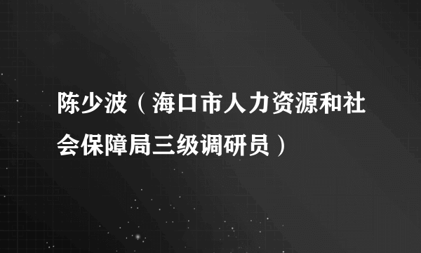 陈少波（海口市人力资源和社会保障局三级调研员）