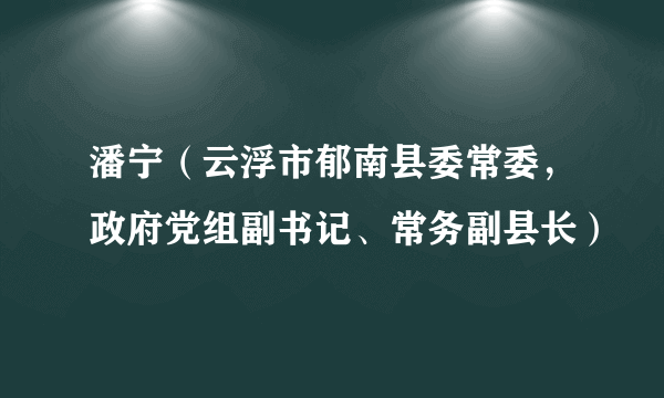 潘宁（云浮市郁南县委常委，政府党组副书记、常务副县长）