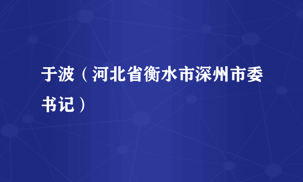 于波（河北省衡水市深州市委书记）