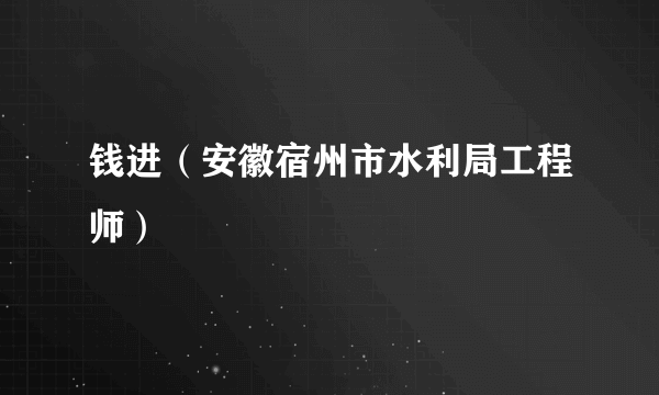 钱进（安徽宿州市水利局工程师）