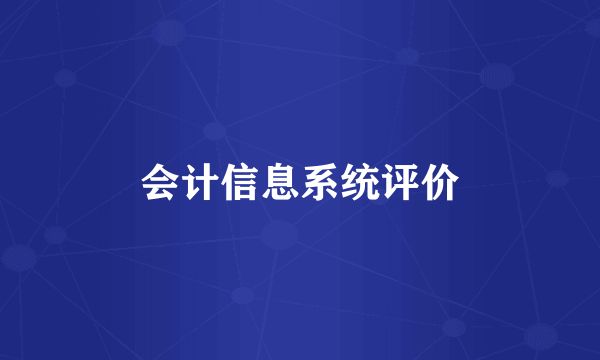 会计信息系统评价