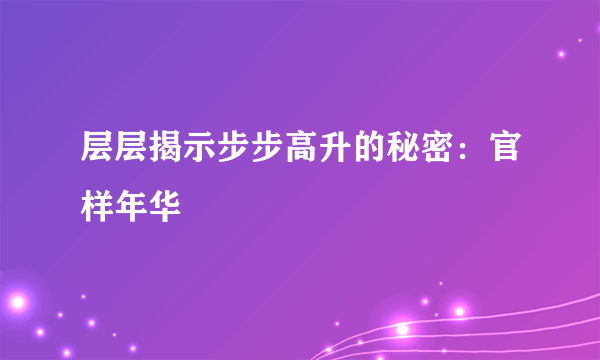层层揭示步步高升的秘密：官样年华