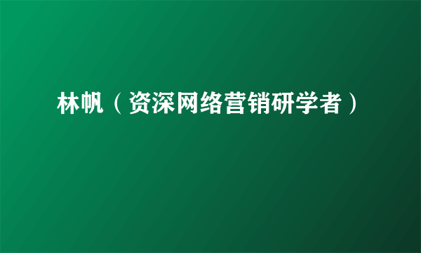 林帆（资深网络营销研学者）