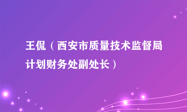 王侃（西安市质量技术监督局计划财务处副处长）
