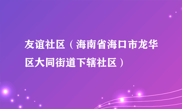 友谊社区（海南省海口市龙华区大同街道下辖社区）
