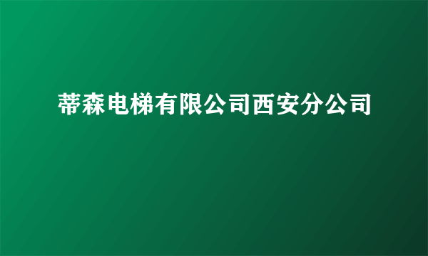 蒂森电梯有限公司西安分公司