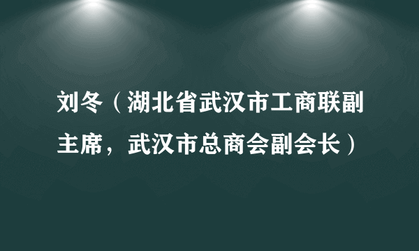 刘冬（湖北省武汉市工商联副主席，武汉市总商会副会长）
