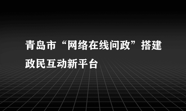 青岛市“网络在线问政”搭建政民互动新平台