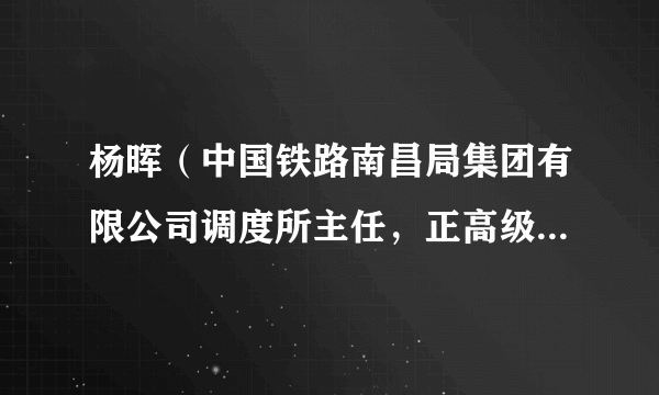 杨晖（中国铁路南昌局集团有限公司调度所主任，正高级工程师）