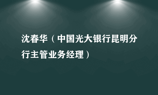 沈春华（中国光大银行昆明分行主管业务经理）