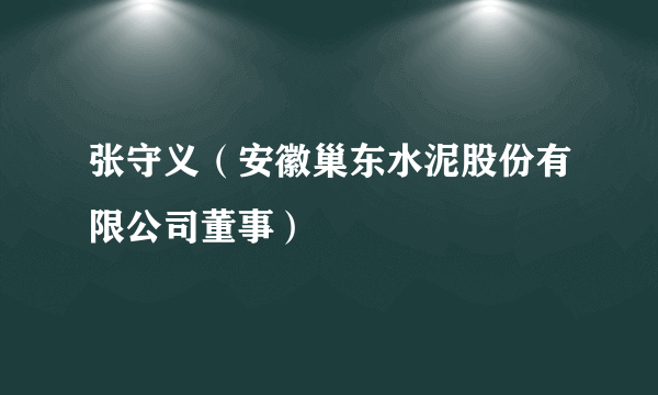 张守义（安徽巢东水泥股份有限公司董事）