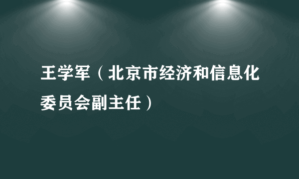 王学军（北京市经济和信息化委员会副主任）