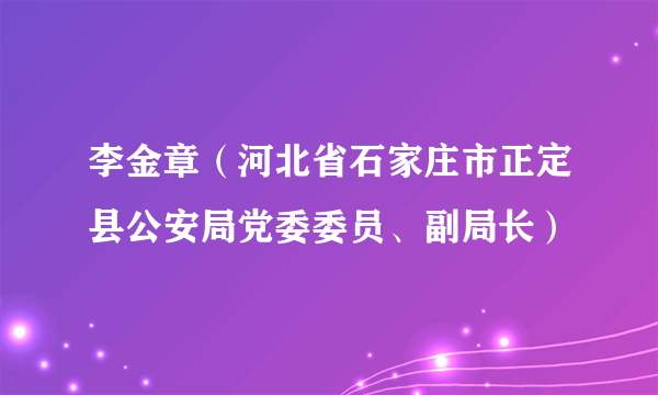 李金章（河北省石家庄市正定县公安局党委委员、副局长）