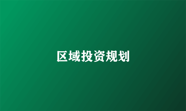 区域投资规划