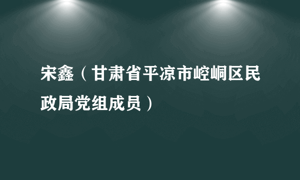 宋鑫（甘肃省平凉市崆峒区民政局党组成员）