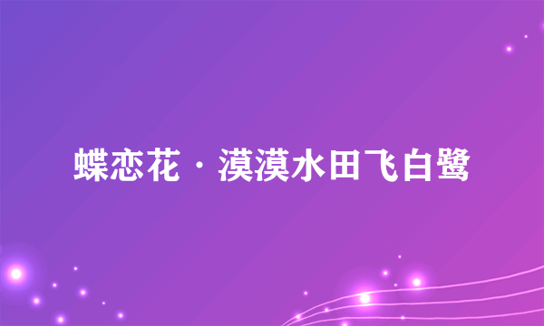 蝶恋花·漠漠水田飞白鹭