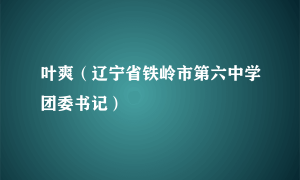 叶爽（辽宁省铁岭市第六中学团委书记）