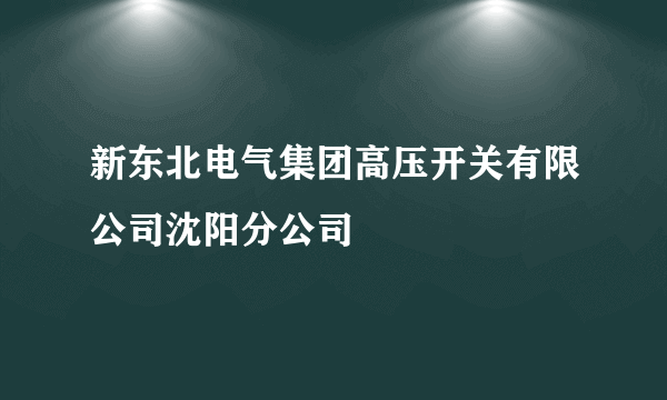 新东北电气集团高压开关有限公司沈阳分公司