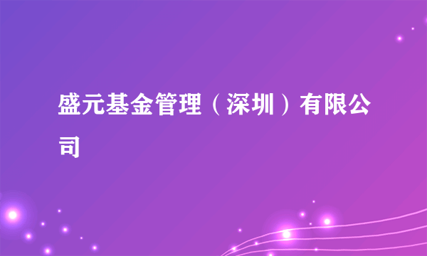 盛元基金管理（深圳）有限公司