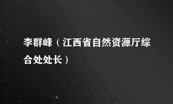 李群峰（江西省自然资源厅综合处处长）