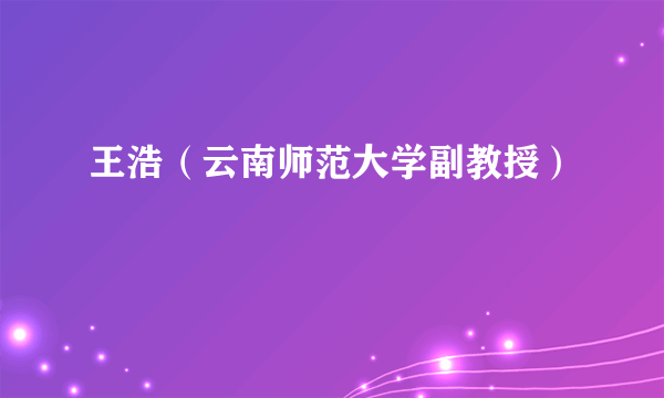 王浩（云南师范大学副教授）