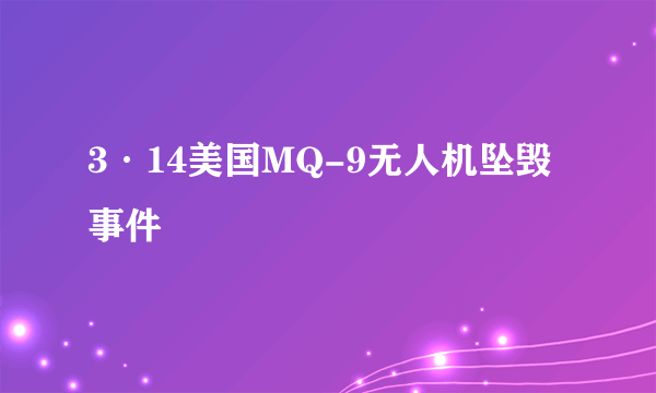 3·14美国MQ-9无人机坠毁事件