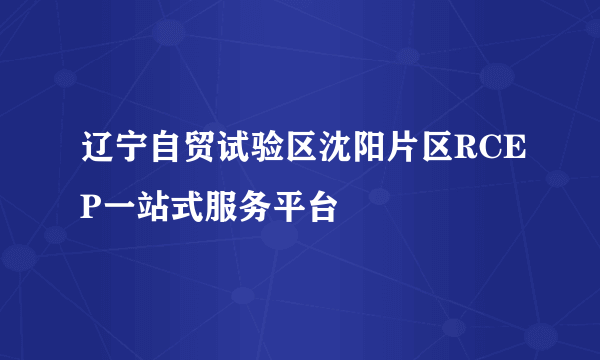 辽宁自贸试验区沈阳片区RCEP一站式服务平台