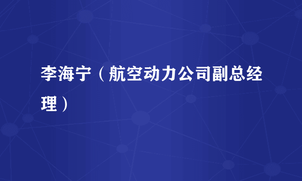 李海宁（航空动力公司副总经理）