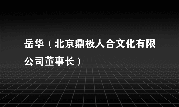 岳华（北京鼎极人合文化有限公司董事长）