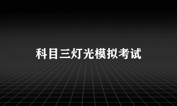 科目三灯光模拟考试