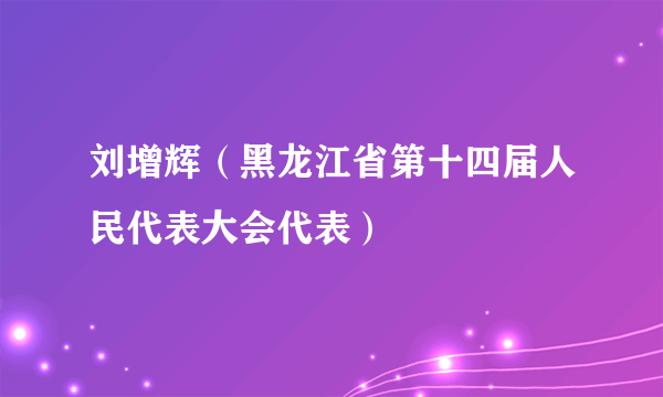刘增辉（黑龙江省第十四届人民代表大会代表）