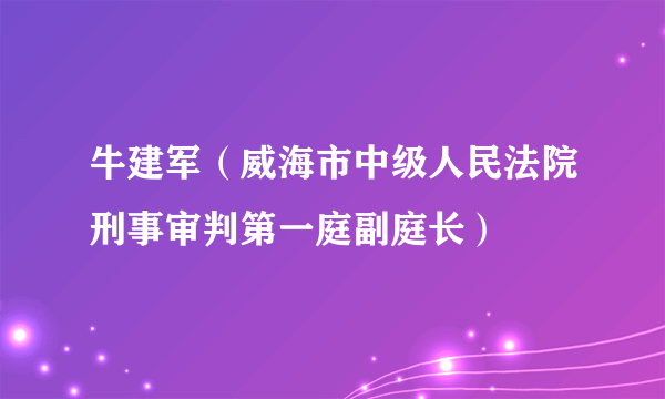 牛建军（威海市中级人民法院刑事审判第一庭副庭长）