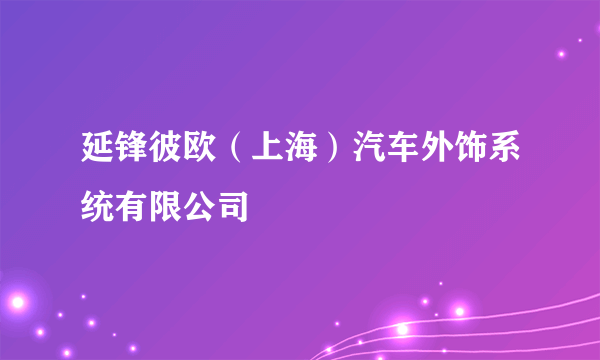 延锋彼欧（上海）汽车外饰系统有限公司