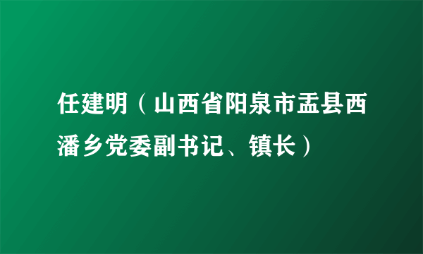 任建明（山西省阳泉市盂县西潘乡党委副书记、镇长）