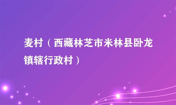 麦村（西藏林芝市米林县卧龙镇辖行政村）