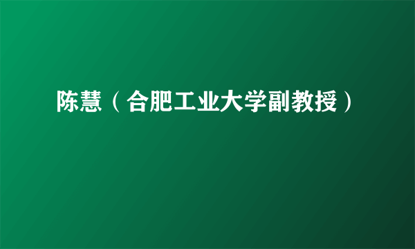 陈慧（合肥工业大学副教授）