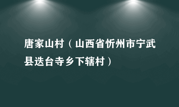 唐家山村（山西省忻州市宁武县迭台寺乡下辖村）