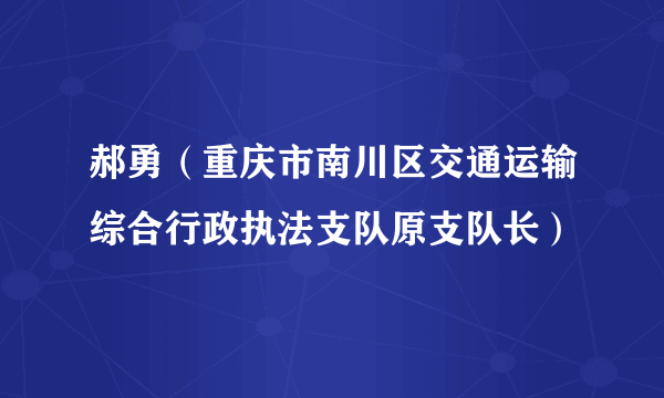 郝勇（重庆市南川区交通运输综合行政执法支队原支队长）