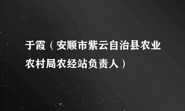 于霞（安顺市紫云自治县农业农村局农经站负责人）