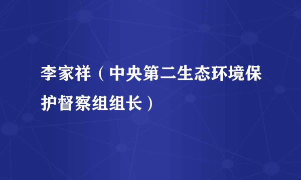 李家祥（中央第二生态环境保护督察组组长）
