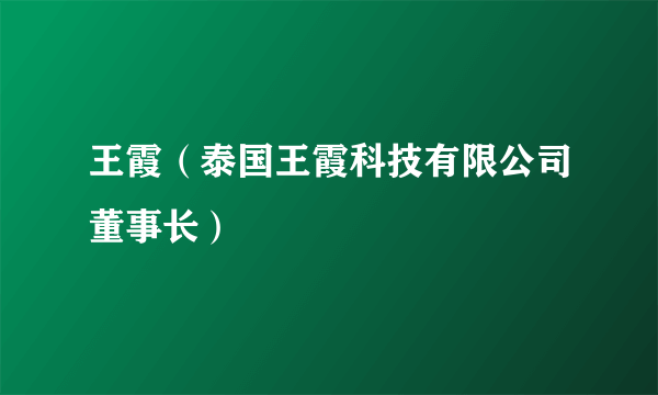 王霞（泰国王霞科技有限公司董事长）