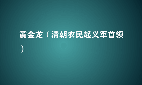 黄金龙（清朝农民起义军首领）